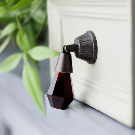 Handmade Red Octagon Teardrop Glass Pull Cabinet Knob